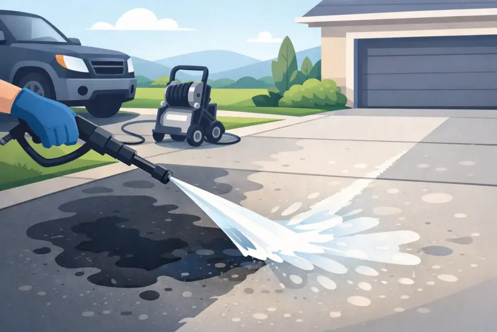 Driveway Oil Stain Pressure Washing That Works