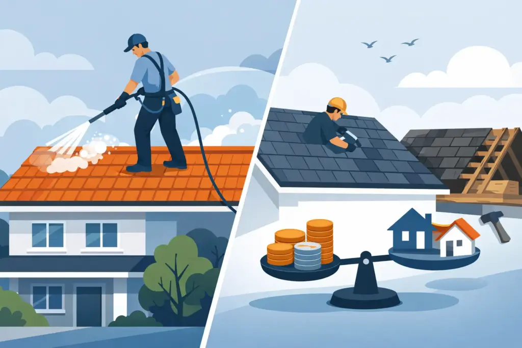 Roof Cleaning Versus Replacement: Which Pays?