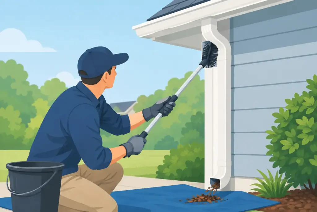 How to Clean Gutter Downspouts Without a Mess
